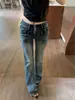 Jeans Retro Azules de Tiro Bajo Estilo Chica Picante Micro-Campana para Mujer Otoño 2026 Nuevos Pantalones de Tiro Alto Adelgazantes de Pierna Recta Campana