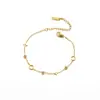 Pulseira de Aço Titânio com Flor de Quatro Folhas e Diamantes Coloridos em Estilo Francês de Luxo Leve para Mulheres, Conjunto de Flores Vazadas de Novo Temperamento Exquisito e de Alta Qualidade