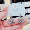 Elegantes pendientes retro con borlas de cristal en forma de abanico, hechos a mano, estilo étnico bohemio, joyería para los oídos con sentido avanzado.