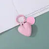Chaveiro Dopamina cor sólida rosto sorridente em formato de coração acessório DIY chaveiro de contas feito à mão pingente charme de bolsa