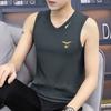 Chaleco de Cuello en V de Modal de Seda de Hielo para Hombre Verano Seda de Hielo Chaleco Elástico Fitness Sin Mangas Tendencia Deportiva