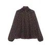 Comercio Exterior Europeo y Americano Ropa de Mujer 2026 Primavera Estilo Europeo y Americano Camisa de Manga Larga de Lunares con Corbata de Lazo y Cuello Fluido B22583