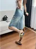 Shorts Jeans Rasgado Estilo Retrô Americano com Manchas Feminino Verão Novo Plus Size Gordinha Cintura Alta Soltos Perna Larga Capris