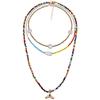 Collar de perlas de hueso con forma de hueso, estilo bohemio, de tres capas, con cuentas de arroz y caramelo de colores, para playa amazónica transfronteriza europea y americana.