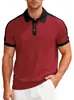 Camisa Polo de Verano Casual Deportiva de Manga Corta con Cuello de Solapa, Bloques de Color, Algodón Perlado de Sarga para Hombre, Transfronteriza Europea y Americana de Amazon