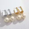Brincos de Pérola Banhados a Ouro 18K de Aço Inoxidável Transfronteiriços para Mulheres Ins Nicho Luxo Acessível Brincos de Trabalho de Alta Qualidade Dropshipping