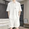 Envío Directo Una Pieza Estilo Hong Kong Seda Hielo Delgado Traje Nuevo Verano Hombres Camisa Holgada de Manga Corta
