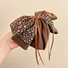 Grampo de Garra para Rabo de Cavalo com Laço de Fita de Cetim com Bolinhas High-End Retro Outono Inverno Novo Grampo para Cabelo Meio Preso na Nuca para Mulheres