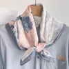 Lenço de Seda Fino Estilo Pastoral Estampado Imitação de Seda para Mulheres, Cachecol Masculino da Moda Tendência, Lenço de Alta Qualidade, Versátil