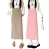 Falda de punto para mujer 2026 ropa de mujer de invierno, forrada de polar, de cintura alta, línea A, adelgazante, falda recta, falda larga bodycon de una pieza