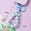 Chaveiro Pingente Corrente de Contas Coração Laço Galvanizado Flor Acrílica Acessório de Corrente para Bolsa Boneca DIY