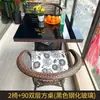 Mesa e cadeiras de exterior, conjunto de três peças de cadeira de vime para lazer em pátio e varanda, cadeira de vime para exterior em terraço, combinação de mesa de centro pequena