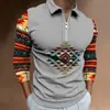 Camisa POLO de Manga Larga con Cremallera para Hombre, Nueva de Otoño/Invierno, Moda Versátil Transpirable, Top con Cuello
