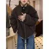 Nueva Chaqueta de Trabajo de Alta Gama con Cuello Alto Corta para Mujer 2026, Parka de Invierno con Forro Peludo de Piel Sintética