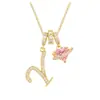 Collar de 26 Letras Tres en Uno Transfronterizo de Amazon para Mujer Dopamina Popular Estilo Europeo y Americano Collar con Colgante Chapado en Cobre y Oro