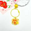 Nuevo llavero de anillo de alambre acrílico de doble cara con forma de flor, hecho a mano, con colgante DIY seguro de un año con campana