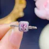 Anillo de Zafiro en Polvo Natural Anillo Cuadrado Incrustado con Anillo de Plata de Ley 925 Para Mujer Explosiones de Comercio Electrónico Transfronterizo Directo