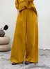 Calça de Gaze de Camada Dupla Wide Leg 2026 Verão Novo Estilo Cintura Elástica Cor Sólida Tamanho Grande Reta Casual para Mulheres 6202