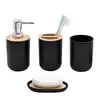 Conjunto Moderno Minimalista de Madeira de Bambu para Banheiro de Hotel Conjunto de Armazenamento de Artigos de Higiene Pessoal e Suprimentos de Banheiro Conjunto de Quatro Peças para Banheiro