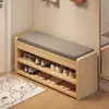 Banco multicapa para cambiarse los zapatos para la entrada, armario para zapatos y asiento combinado, madera maciza, adecuado para entradas estrechas, zapatero pequeño para la entrada