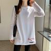 3111 foto real algodón manga larga camiseta mujer 280 kedel terciopelo primavera otoño e invierno forro polar base camiseta suéter largo