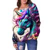 Sudadera Transfronteriza con Estampado de Unicornio 3D para Mujer Wgwe, Hombros Descubiertos, Base Huevo
