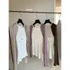 Suave camiseta básica de manga larga para mujer, estilo coreano de principios de otoño, color liso en bloque, versátil, corte entallado, cuello redondo 66612