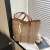 Bolsa de Praia Tecida Grande Capacidade Única Externa Bolsa Feminina Bolsa de Ombro de Verão Bolsa Cesta de Legumes Bolsa Tote Fashionável para Feriado/Trabalho