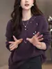 Suéter retro de moda estilo europeo para mujer, nueva colección otoño/invierno 2026, top de punto elegante y con estilo