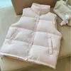 Chaleco acolchado rosa con cuello alto, prenda exterior sin mangas holgada estilo coreano para el invierno 2026