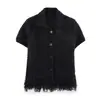 Ropa de Mujer Europea y Americana 2025 Nueva Tejido de Punto con Flecos Decorados a Cuadros Huecos Verano + Falda con Flecos Decorados 4331023