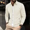 Chaqueta Cruzada para Hombre 2024 Primavera y Otoño Nueva Llegada Waffles Puntos Bolsillo con Cremallera Manga Larga Chaqueta Abrigo para Hombre