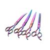 Tesoura Pet Aço Inoxidável Banhada a Titânio Cor 7 polegadas Tesoura Reta - 7 polegadas Curva para Cima - 6,5 polegadas Tesoura Dentada Tesoura de Corte de Cabelo