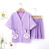Pijama Kimono de Estilo Japonés para Niñas Estilo Princesa Conjunto de Verano para Niñas Niños Oso Ropa de Dormir Manga Corta Ropa Exterior para Bebé