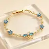 Pulseira de Folha de Zircônia Colorida Moda Transfronteiriça Europeia e Americana Doce Temperamento Pulseira Ins Versátil High-end Exquisite Mão