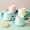 Taza Grande de Cerámica con Panza Ancha de 400ml, Color Sólido, Serie Simple de Colores Morandi, Taza para Beber Agua, Café, Desayuno, Fábrica de Liling