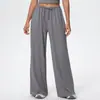 Calça Escovada Transfronteiriça, Calça Larga Fluida, Regata Esportiva Fitness com Decote Halter, Macacão de Alça Longa para Esportes e Yoga
