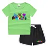 2023 Verão Infantil em torno do pescoço T-shirt hot pants coreano casual assentamento camisa absorvente de suor doces terno de camiseta infantil