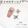 Nuevo diseño de uñas en color blanco K, celebrante de Internet, explosivo con amor, aleación de diamantes, forma de mariposa tridimensional, joyería de uñas súper llamativa