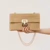 Bolsa de Embreagem Dopamina Feminina 2025 Novo Estilo de Férias Corrente Trava Flip Bolsa de Palha Bolsa de Ombro Único Transversal