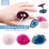 Herramientas de Arte de Uñas Estilo Japonés Paleta Anillo de Ágata Borde Dorado Cuarzo Rosa Jade Piezas para Uñas Soporte de Exhibición Acabado Decoraciones para Uñas