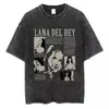 Transfronterizo Aliexpress Transfronterizo Aliexpress Camiseta Lavada de los 90 Cantante Lana Del Rey Harajuku Réplica para Hombre