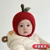 Gorro de Bebé Cálido de Moda Estilo Apple en Rojo para Año Nuevo, Gorro Unisex para Exteriores que Protege los Oídos, Imprescindible para Bebés