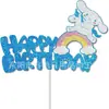 Topo de Bolo Kuromi Transfronteiriço Desenho Animado Nuvens Arco-Íris Festa de Aniversário Infantil Suprimentos Inserções de Bolo