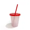 Fornecimento Direto da Fábrica Copo Plástico PP 16oz Copo Criativo com Canudo que Muda de Cor para Bebidas Quentes e Frias Copo que Muda de Cor Sensível à Temperatura Atacado