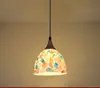 Lustre colorido estilo vintage com conchas, lustre pequeno de madeira maciça para mesa de jantar, balcão de bar, cabeceira de quarto, estilo retrô francês, três cabeças