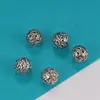 Accesorios de bola de plata de ley S925, cuentas huecas brillantes retro con cuentas, material DIY hecho a mano, joyería de plata al por mayor