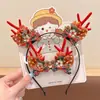 Chifres de Rena de Natal Transfronteiriços Decoração de Árvore Pequena Presilha de Cabelo de Natal Pelúcia Fofa Adereço de Cabeça para Festa de Feriado Acessórios de Cabelo para Meninas