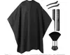 Bata Profesional para Peluquería, Negra, Juego Completo para Uso en Salón, No se Pega el Cabello, Chal Desechable para Teñir el Cabello