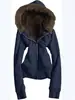 Sudadera con capucha para mujer, forrada de forro polar, con cuello grande de pelo, forro grueso de felpa, cárdigan corto con cremallera, Otoño/Invierno 2026